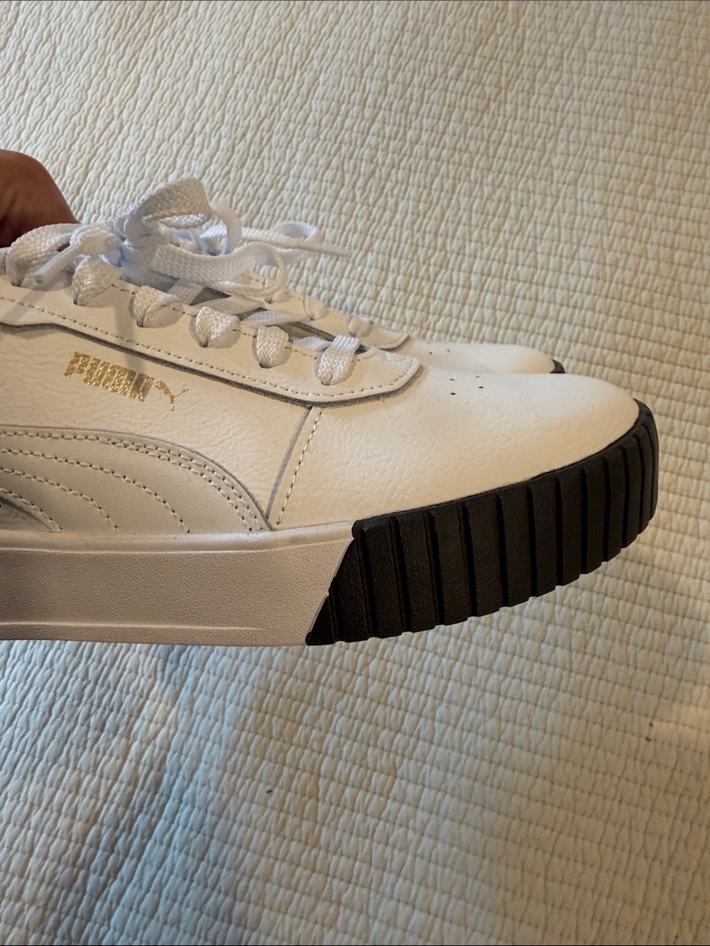 Puma White Low-Top Sneakers with Black Sole Accent - Picture 3 of 4